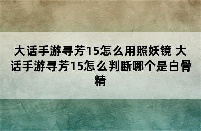 大话手游寻芳15怎么用照妖镜 大话手游寻芳15怎么判断哪个是白骨精